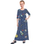 Cat-cosmos-cosmonaut-rocket Kids  Quarter Sleeve Maxi Dress