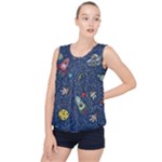 Cat-cosmos-cosmonaut-rocket Bubble Hem Chiffon Tank Top