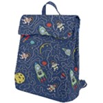 Cat-cosmos-cosmonaut-rocket Flap Top Backpack