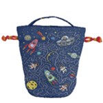 Cat-cosmos-cosmonaut-rocket Drawstring Bucket Bag