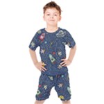 Cat-cosmos-cosmonaut-rocket Kids  Tee and Shorts Set