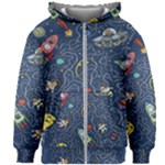 Cat-cosmos-cosmonaut-rocket Kids  Zipper Hoodie Without Drawstring