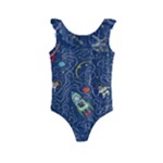 Cat-cosmos-cosmonaut-rocket Kids  Frill Swimsuit