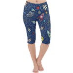 Cat-cosmos-cosmonaut-rocket Lightweight Velour Cropped Yoga Leggings