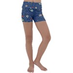 Cat-cosmos-cosmonaut-rocket Kids  Lightweight Velour Yoga Shorts