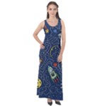 Cat-cosmos-cosmonaut-rocket Sleeveless Velour Maxi Dress