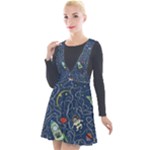 Cat-cosmos-cosmonaut-rocket Plunge Pinafore Velour Dress