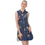 Cat-cosmos-cosmonaut-rocket Sleeveless Shirt Dress