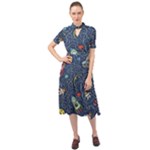 Cat-cosmos-cosmonaut-rocket Keyhole Neckline Chiffon Dress