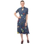 Cat-cosmos-cosmonaut-rocket Keyhole Neckline Chiffon Dress