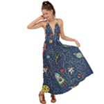 Cat-cosmos-cosmonaut-rocket Backless Maxi Beach Dress