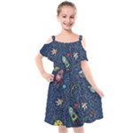 Cat-cosmos-cosmonaut-rocket Kids  Cut Out Shoulders Chiffon Dress