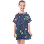 Cat-cosmos-cosmonaut-rocket Kids  One Piece Chiffon Dress