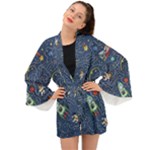 Cat-cosmos-cosmonaut-rocket Long Sleeve Kimono