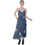 Cat-cosmos-cosmonaut-rocket Tie Back Maxi Dress