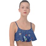 Cat-cosmos-cosmonaut-rocket Frill Bikini Top