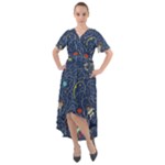 Cat-cosmos-cosmonaut-rocket Front Wrap High Low Dress