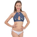 Cat-cosmos-cosmonaut-rocket Cross Front Halter Bikini Top