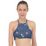 Cat-cosmos-cosmonaut-rocket Racer Front Bikini Top