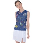 Cat-cosmos-cosmonaut-rocket Women s Sleeveless Sports Top