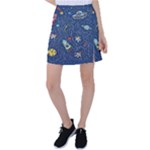 Cat-cosmos-cosmonaut-rocket Tennis Skirt