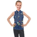 Cat-cosmos-cosmonaut-rocket Kids  Sleeveless Polo Tee