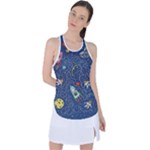 Cat-cosmos-cosmonaut-rocket Racer Back Mesh Tank Top