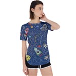 Cat-cosmos-cosmonaut-rocket Perpetual Short Sleeve T-Shirt