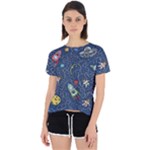 Cat-cosmos-cosmonaut-rocket Open Back Sport Tee