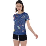 Cat-cosmos-cosmonaut-rocket Back Circle Cutout Sports Tee