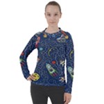 Cat-cosmos-cosmonaut-rocket Women s Pique Long Sleeve Tee