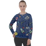 Cat-cosmos-cosmonaut-rocket Women s Long Sleeve Raglan Tee