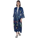 Cat-cosmos-cosmonaut-rocket Maxi Satin Kimono