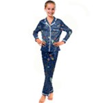 Cat-cosmos-cosmonaut-rocket Kids  Satin Long Sleeve Pajamas Set