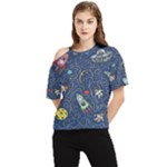 Cat-cosmos-cosmonaut-rocket One Shoulder Cut Out Tee