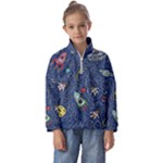 Cat-cosmos-cosmonaut-rocket Kids  Half Zip Hoodie