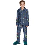 Cat-cosmos-cosmonaut-rocket Kids  Long Sleeve Velvet Pajamas Set