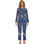 Cat-cosmos-cosmonaut-rocket Womens  Long Sleeve Lightweight Pajamas Set