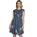 Cat-cosmos-cosmonaut-rocket Cap Sleeve High Waist Dress