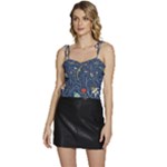 Cat-cosmos-cosmonaut-rocket Flowy Camisole Tie Up Top