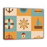 Nautical-elements-collection Canvas 16  x 12  (Stretched)