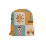 Nautical-elements-collection Drawstring Pouch (Large)