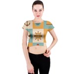 Nautical-elements-collection Crew Neck Crop Top