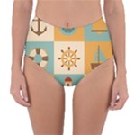 Nautical-elements-collection Reversible High-Waist Bikini Bottoms