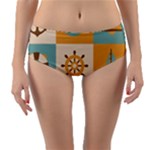 Nautical-elements-collection Reversible Mid-Waist Bikini Bottoms