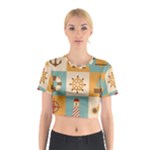 Nautical-elements-collection Cotton Crop Top