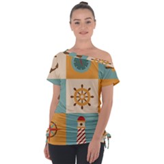Off Shoulder Tie-Up T-Shirt 