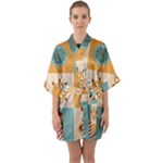 Nautical-elements-collection Half Sleeve Satin Kimono 