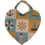 Nautical-elements-collection Giant Heart Shaped Tote