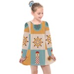 Nautical-elements-collection Kids  Long Sleeve Dress